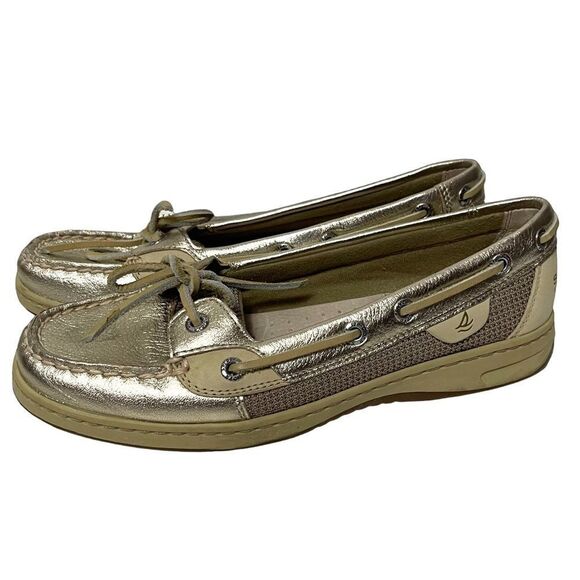 SPERRY Top Sider Gold Metallic Slip-On Loafers Boat Shoes 7.5 - Picture 4 of 10